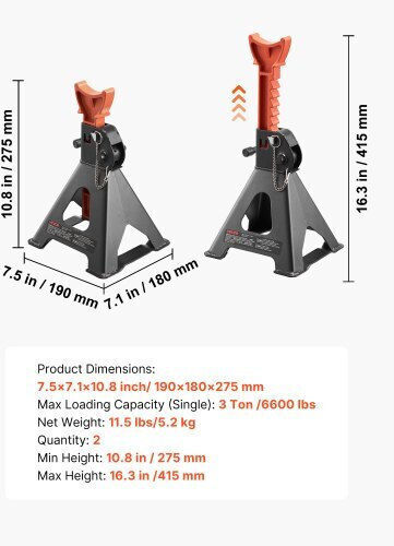 Vevor Vehicle Support Tripod With Lifting Capacity Up To 3 Tons