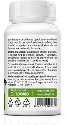 Zenyth Berberină + Oțet De Mere 500mg 2 x 60 Capsule