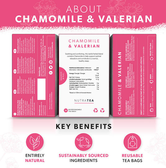 NutraTea Chamomile & Valerian 40gr 200ml 20 φακελίσκοι Chamomile & Valerian