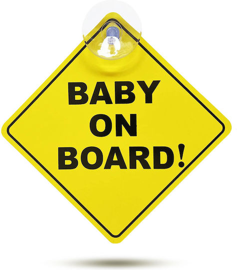 Semnalizare Bebe La Bord Cu Ventuză De Aspirație Pentru Geamul Mașinii 12.7 X 12.7 Cm Plastic Galben Rezistent UV