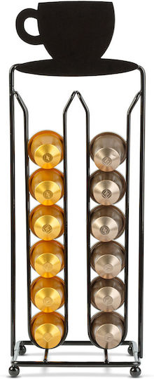 Nespresso Kaffeekapselständer 28 Kapseln Metall Matt Schwarz Vertikaler Organizer Für Espressomaschine