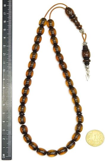 Roloi Komboloi Worry Beads with 33 Beads Made of Mastic Length 30cm Yellow