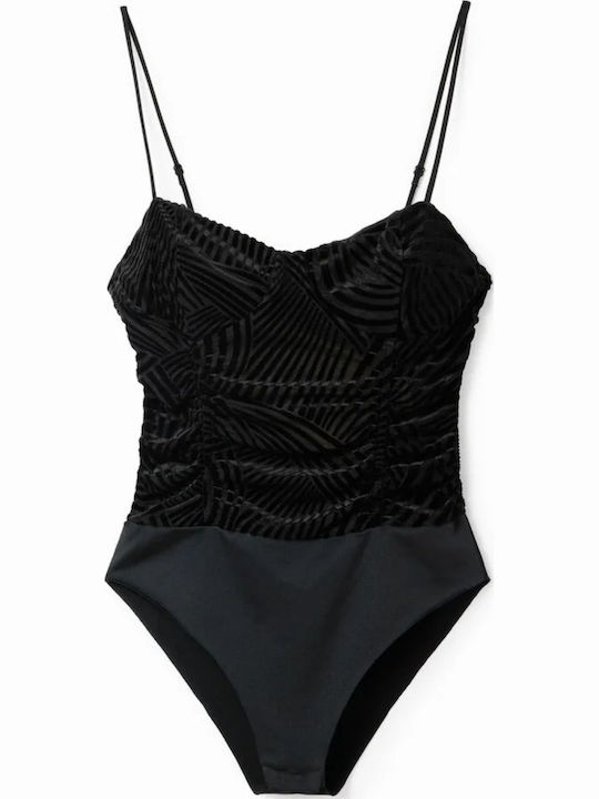 Damen-Bodysuit Desigual Velty Schwarz Samt Träger XL