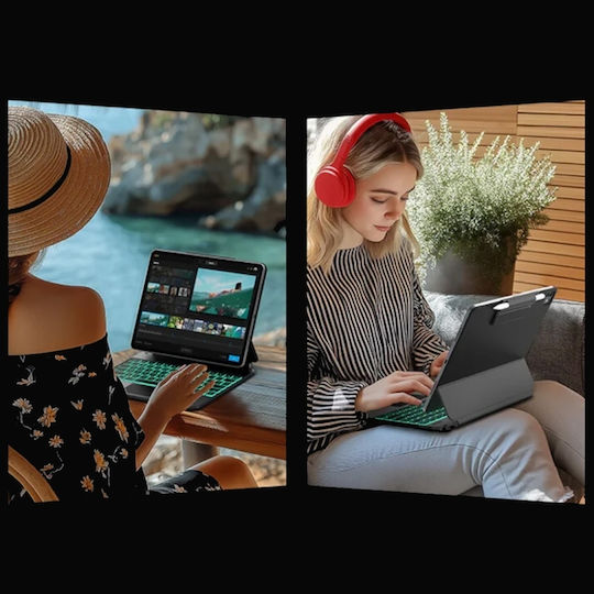 Typecase Edge Klappdeckel Robust mit Tastatur im Internationales Englisch Schware (iPad Air 11 2024/2025)