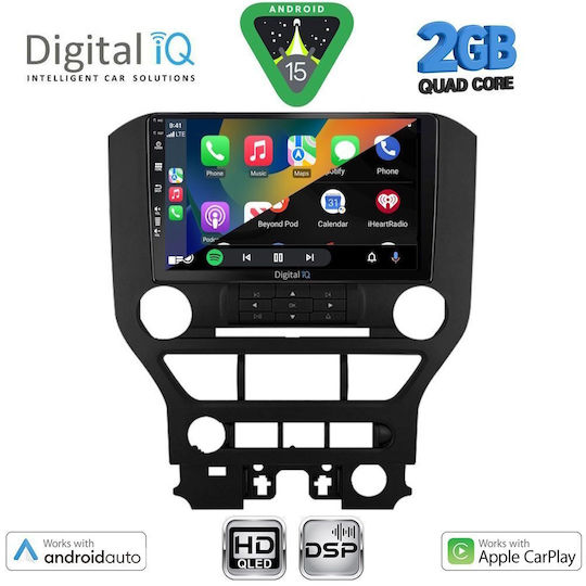Digital IQ Car Audio System for Ford Mustang 2015-2020 (Bluetooth/USB/WiFi/GPS/Apple CarPlay/Android Auto) with 9" Touch Screen