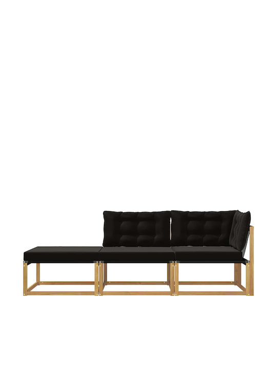 Three-Seater Outdoor Wooden Sofa With Cushions 241.5x83x73cm