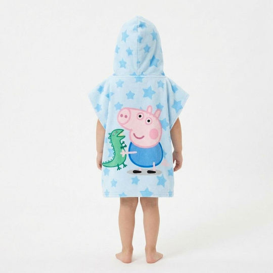 Πετσέτα Πόντσο Kουκούλα Peppa Pig 55cmx110cm-γαλάζιο