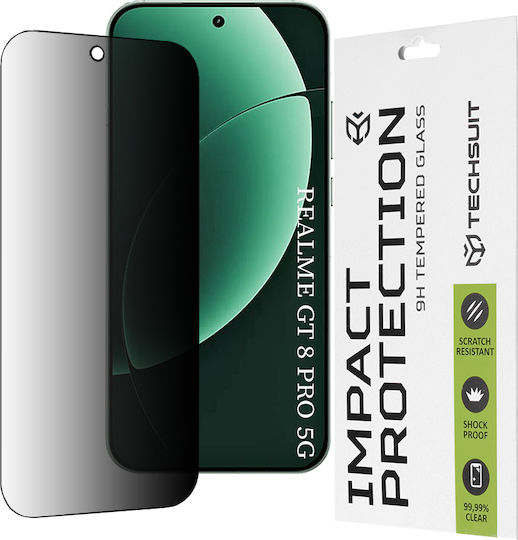 Techsuit Full Klebe Privatsphäre Vollbild Gehärtetes Glas Realme GT 8 Pro