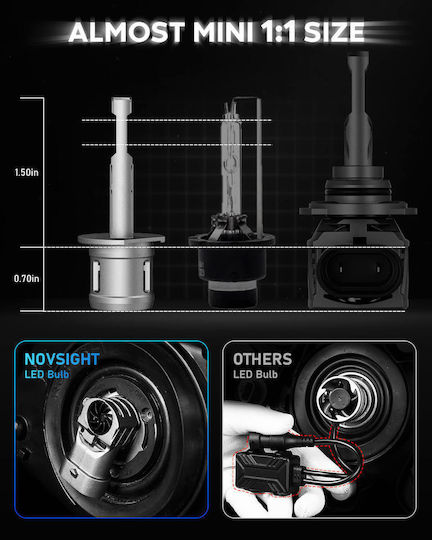 NovSight Крушки за Автомобил H1 LED 6500K Хладно Бяло 12V 90W 2бр