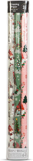 Weihnachtliches Einwickelpapier für Geschenk 70cm 3 Stück