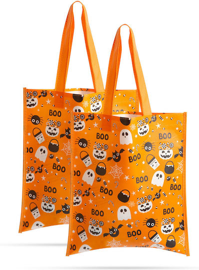 Geantă Pentru Cadou Cu Tematică Halloween Portocalie 27x31cm 2 Bucăți
