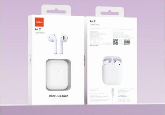 Moxom MX-TW87 Air 2 Earbud Bluetooth Handsfree Headphones with Charging Case White
