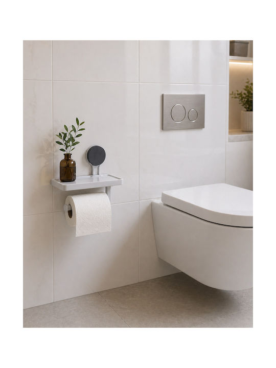 MRShome Wall Mounted Plastic Paper Holder With Suction Cup White
