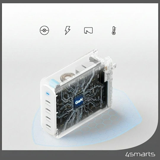 4Smarts Φορτιστής Χωρίς Καλώδιο GaN με 4 Θύρες USB-C 200W Λευκός (545200)