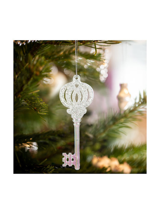 Ornament De Crăciun Pentru Brad Cheie Din Acrilic Iridescent 6,5 Cm Transparent Multicolor
