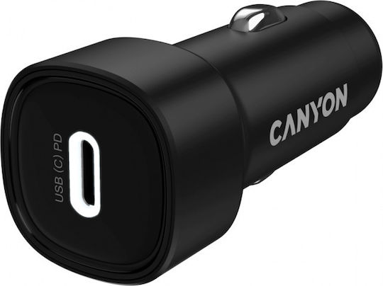 Canyon Auto-Ladegerät 30W Schnellladung mit einem Anschluss: 1xType-C Schwarz Farbe