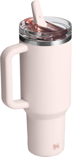Stanley Protour Flip Handled Tumbler Θερμός 887ml Rose Quartz με Καλαμάκι και Λαβή