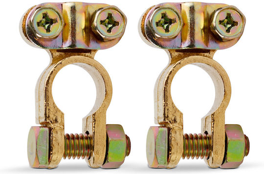 Set 2 Copper Car Battery Clamps Secure Connection High Conductivity Positive Negative
