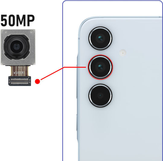 Clappio Compatible Rear Camera Galaxy A55 50mp Main Sensor Black