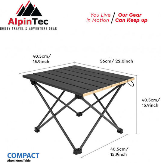 Alpin Aluminum Table for Camping Folding 56x40.5cm