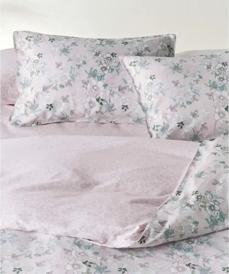 Kentia Vervita Κουβερλί Υπέρδιπλο Βαμβακοσατέν Pink-whte-green-blue 230x250cm