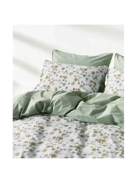 Kentia Ifigenia Coverlet King Size Cotton White-Green-Mustard 270x270cm