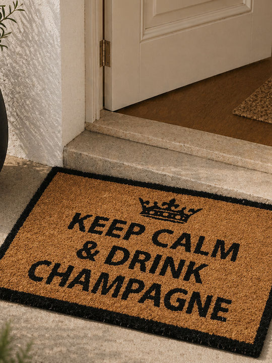 MRShome Πατάκι Εισόδου Keep Calm & Drink Champagne Χρυσό 59x39εκ.