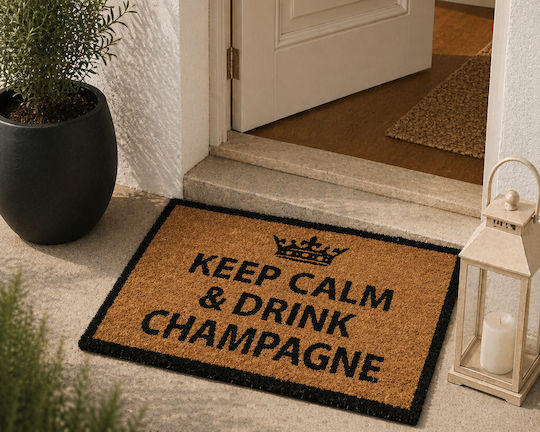 MRShome Πατάκι Εισόδου Keep Calm & Drink Champagne Χρυσό 59x39εκ.