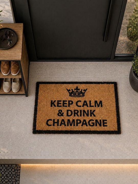 MRShome Πατάκι Εισόδου Keep Calm & Drink Champagne Χρυσό 59x39εκ.