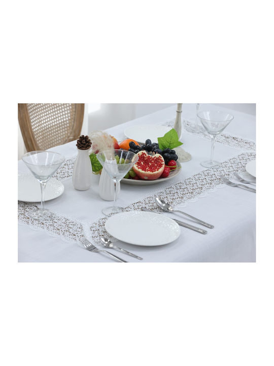 Liolios Home Linen Tablecloth with Embroidery Qz1600053 White 160x220cm