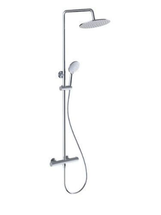 Clever Adjustable Shower Column with Mixer Silver Clever Adjustable Shower Column with Mixer Silver
