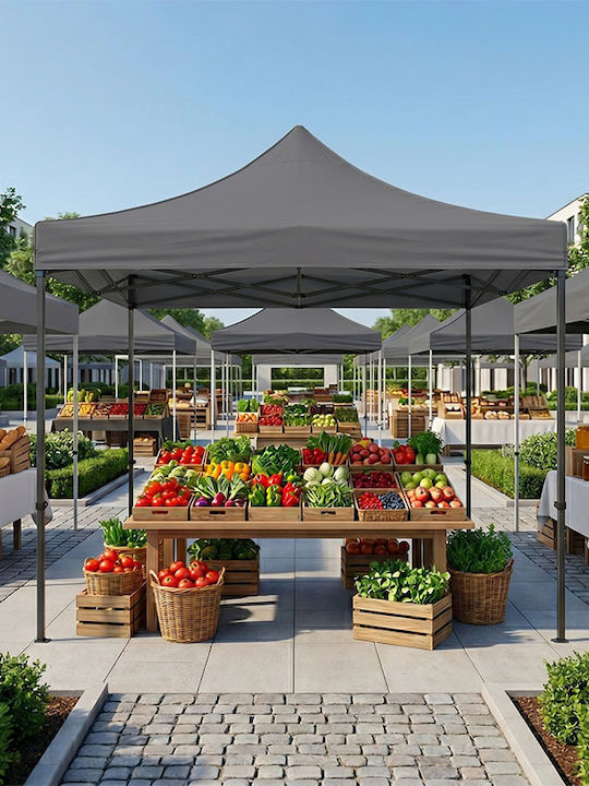Megapap Foldable Garden Gazebo Bari Gray 3x3m