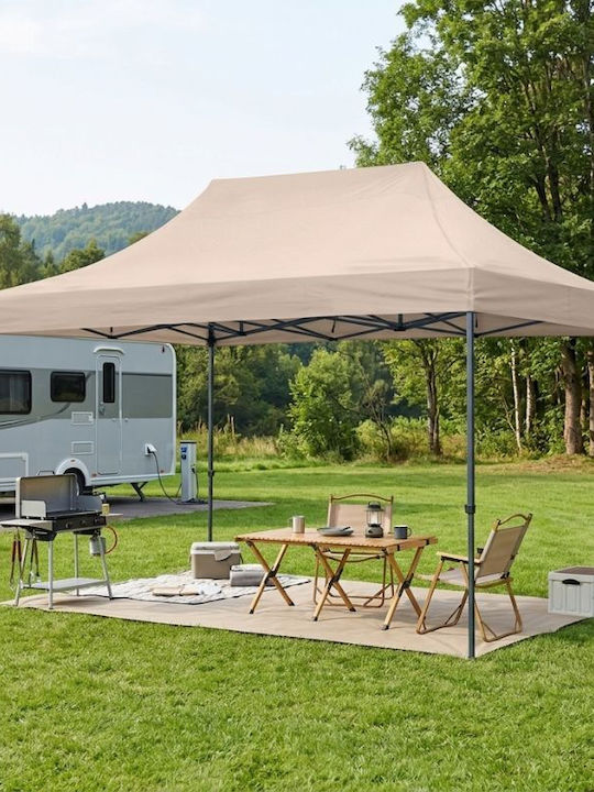 Megapap Zusammenklappbares Garten Gazebo Bari Beige 3x4.5m