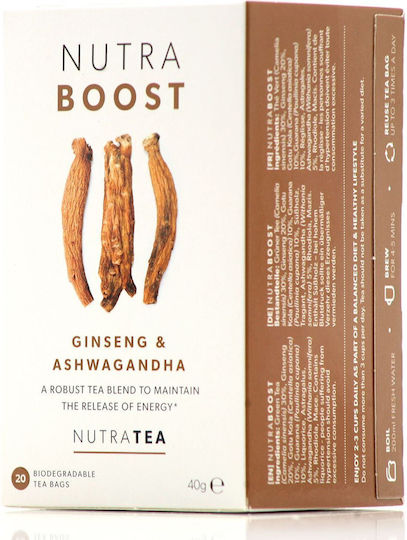 NutraTea Ginseng & Ashwagandha 40gr 20 φακελίσκοι Πράσινο Τσάι