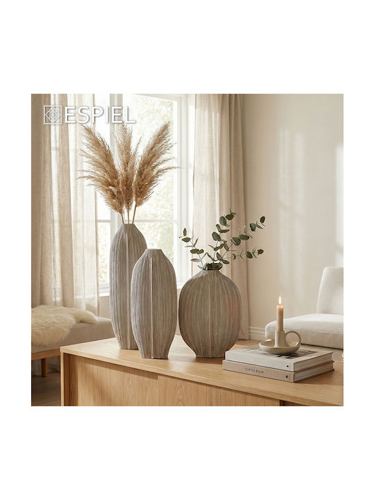 Espiel Espiel Dekorative Vase aus Polyurethan in Grau 22,5x6,5xH30cm