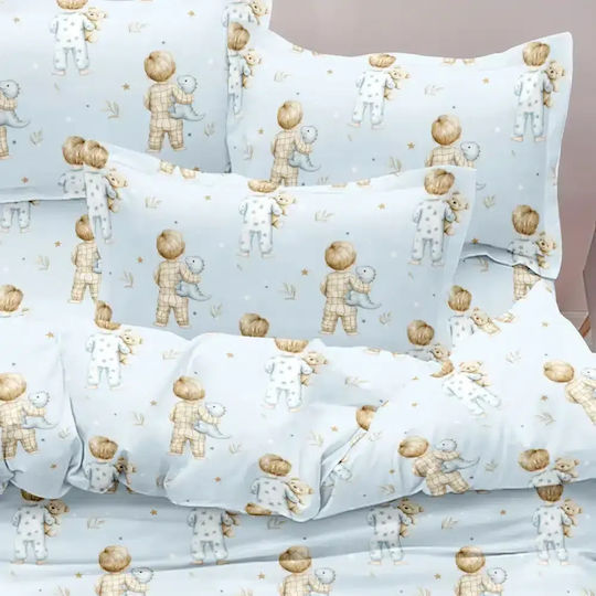 Borea Kids Sheets Set Single Light Blue 160x250cm Borea Kids Sheets Set Single Light Blue 160x250cm
