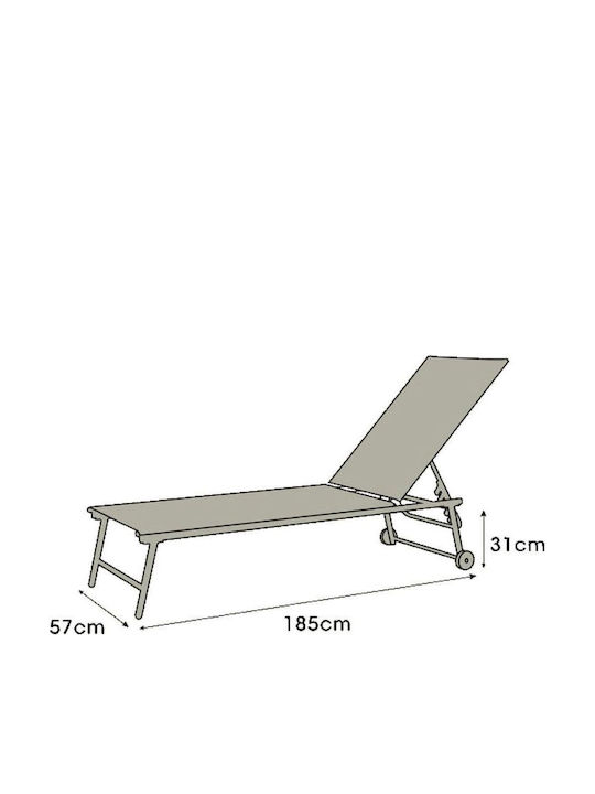 Градински Шезлонг 185x57x31см Сив