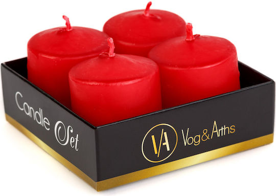 Decorative Red Candle 45gr 4 Pieces