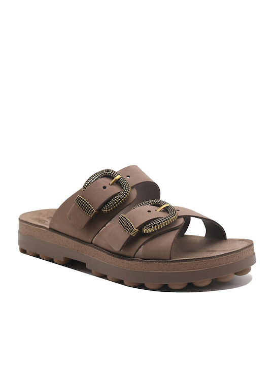 Leather Women's Flat Sandals Anatomic in Brown Color