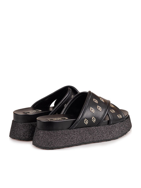 Frida Γυναικεία Σανδάλια Flatforms Μαύρα