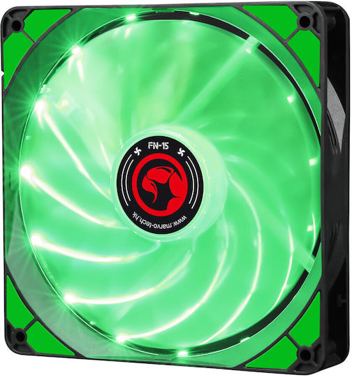 Marvo FN-15 Case Fan 140mm (200rpm / 55cfm) με Πράσινο Φωτισμό Πράσινο