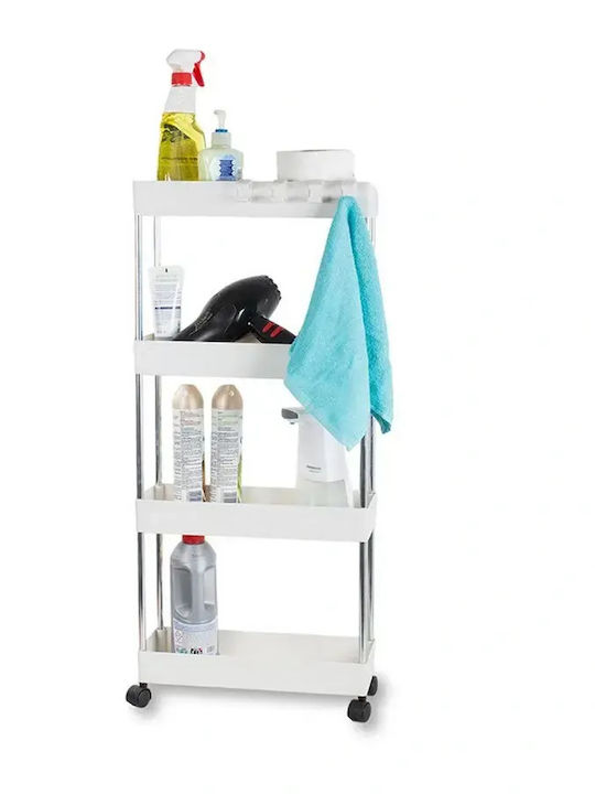 Verk Group Troleu De Bucătărie Din Plastic Capacitate 4 Alb 38x13x85cm