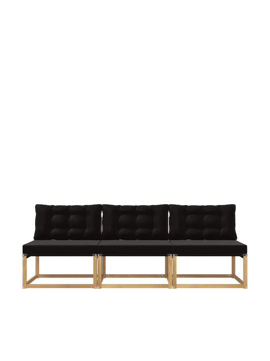 Three-Seater Outdoor Wooden Sofa With Cushions