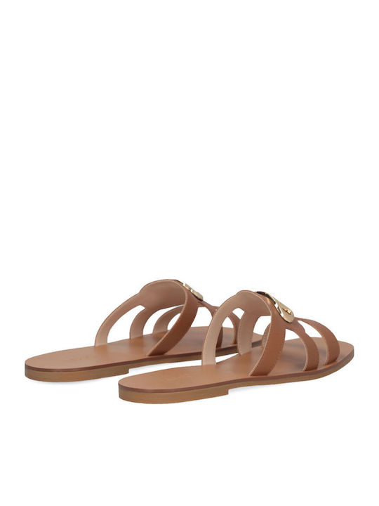 Saba 11 Leather Women's Flat Sandals in Brown Color