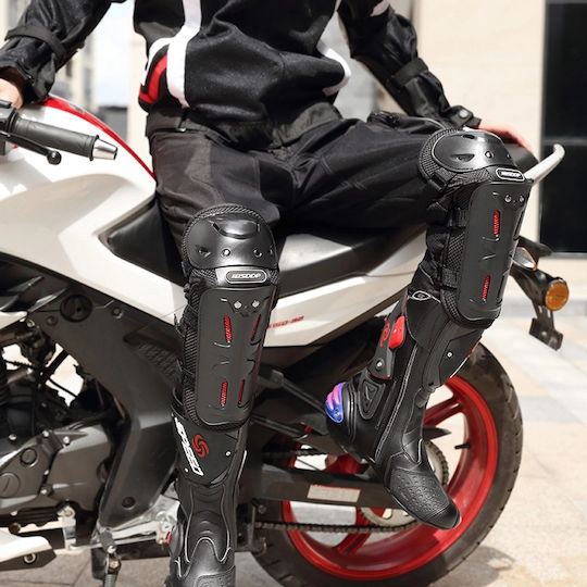 FIXATO Motorrad Knieschoner Ellenbogenschützer Set Langlebig Abs Leicht Komfortabel Einstellbar Motorrad Scooter ATV Enduro Fahrrad Schwarz