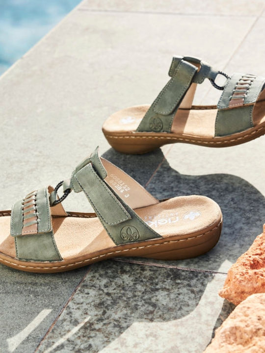 Flache Sandalen für Damen in Khaki Farbe