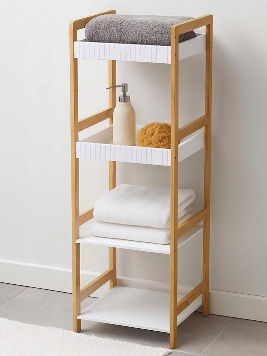 MRShome Επιδαπέδια Ραφιέρα Μπάνιου Bamboo 36x33x110cm Λευκή