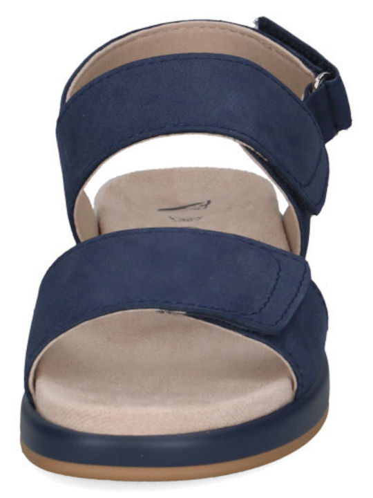 Leather Women's Flat Sandals Navy Blue