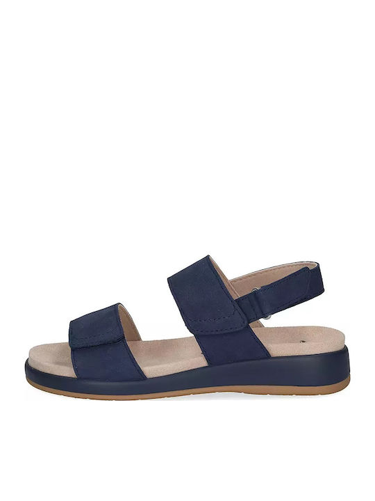 Leather Women's Flat Sandals Navy Blue