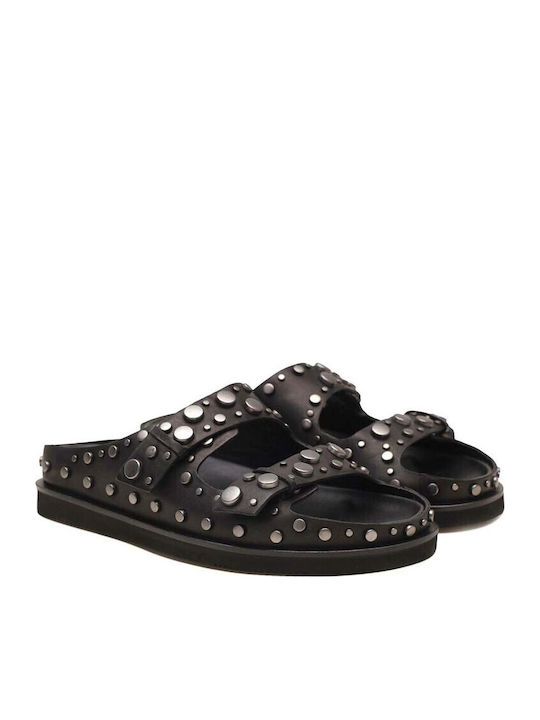 Combo A Leather Women's Flat Sandals Flatforms Black